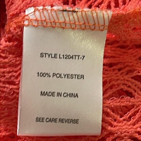 NWT Lily by Firmiana Women's Asymmetrical Orange Crochet Knit Tunic Top, Size 2X - Picture 11 of 12